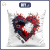 PODUSZKA 45X45 - FLOWER HEART - Panama 220g - zestaw do uszycia