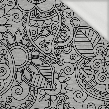 MEHNDI BLACK / melange grey - looped knit fabric