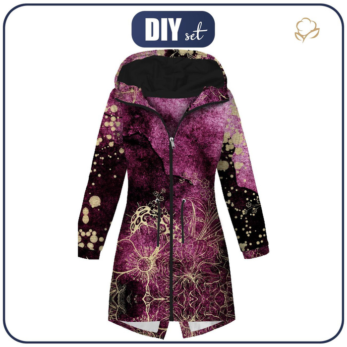 DAMENPARKA (ANNA) - BLUMEN / goldener Umriss Ms. 1 / AQUARELL MARMOR - Softshell S