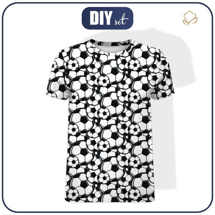 T-SHIRT MĘSKI M - PIŁKI / biały - single jersey