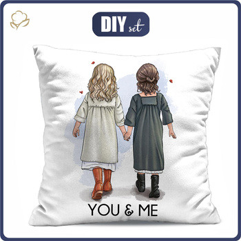 PILLOW 45X45 - YOU & ME / girls - sewing set