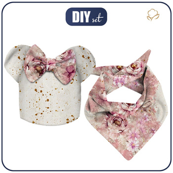 DĚTSKÁ ČEPICE A ŠATKA (MOUSE) - WATERCOLORS FLOWERS Vz. 6 51-54