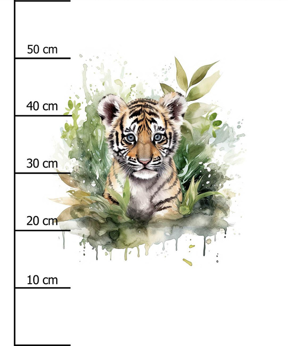 WATERCOLOR TIGER - panel (60cm x 50cm) teplákovina počesaná s elastanem ITY