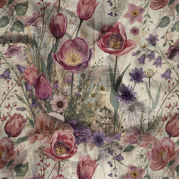 PASTEL FLOWERS WZ. 30 - Muślin bawełniany