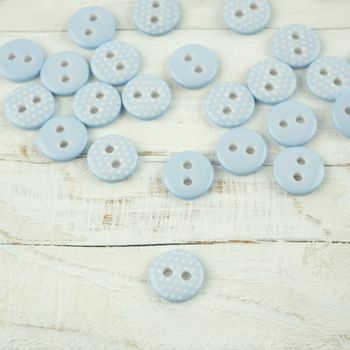 Plastový knoflík v tečky malý - baby blue