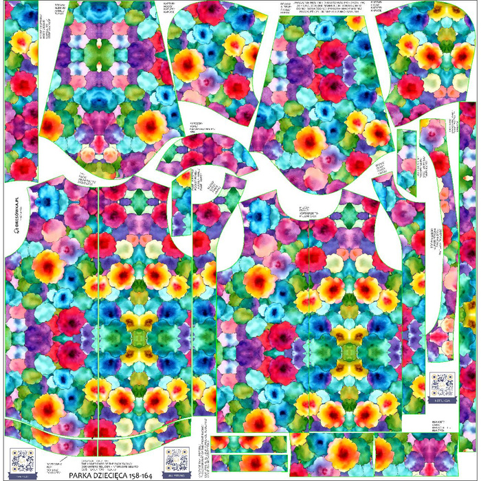 KIDS PARKA (ARIEL) - COLORFUL ABSTRACTION pat. 2 - sewing set (158-164)