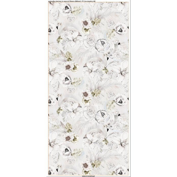 PODUSZKA 45X45 - WHITE FLOWERS WZ. 1 - Panama 220g - zestaw do uszycia