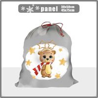 LEO THE WINTER BEAR - Cotton woven fabric panel / Choice of sizes