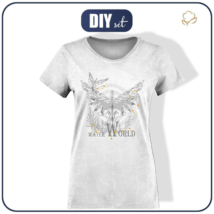 T-SHIRT DAMSKI - WODNY ŚWIAT / szary - zestaw do uszycia XXXL