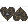 DECORATIVE PILLOW HEART - I love you / LEAVES pat. 12 (gold) 
