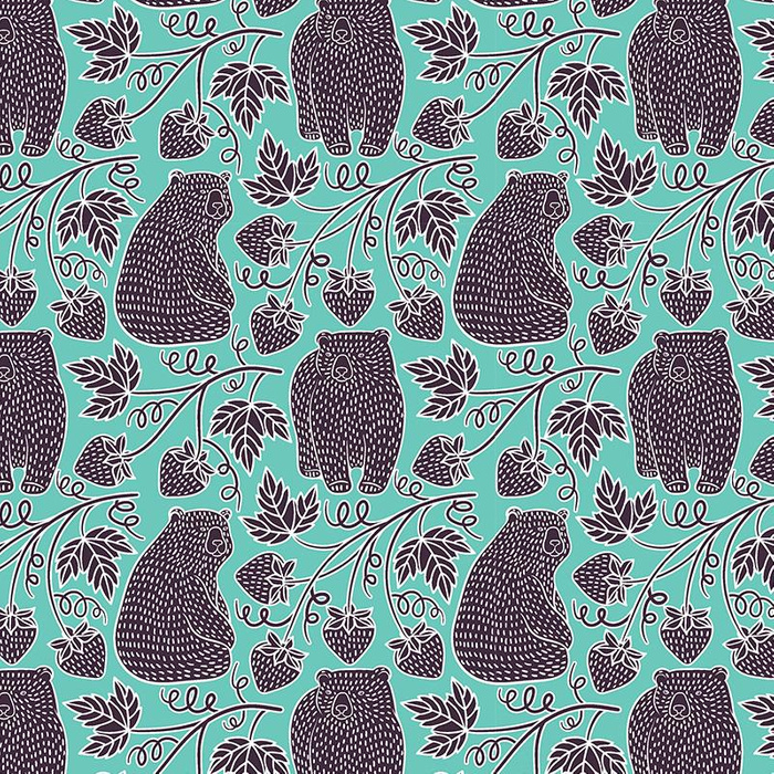 BÄREN MIT WILDEN ERDBEEREN - bio single jerset mit Elastan TE210 Sommersweat