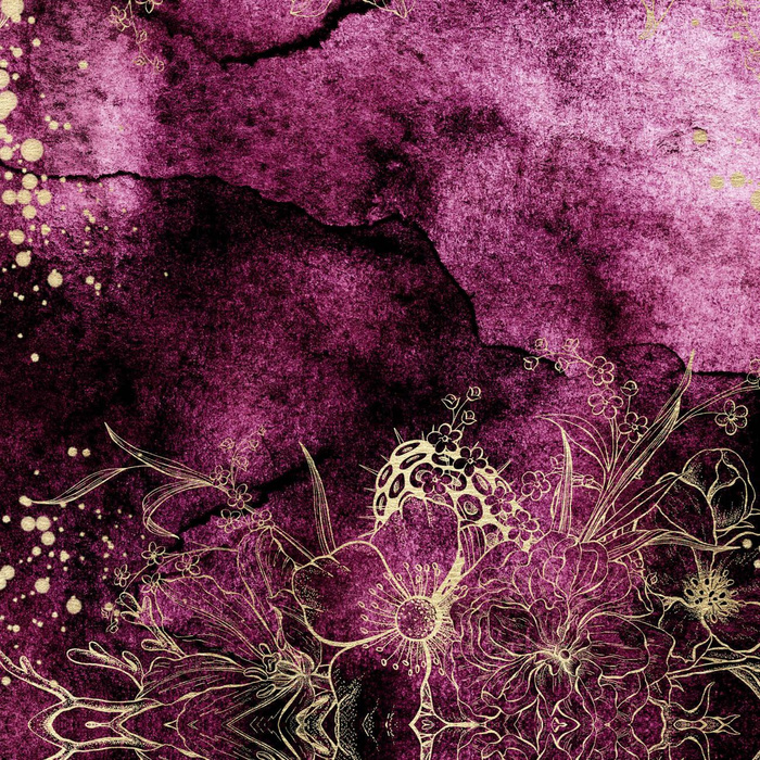 FLOWERS / golden contour Pat. 1 / WATERCOLOR MARBLE - Viscose jersey