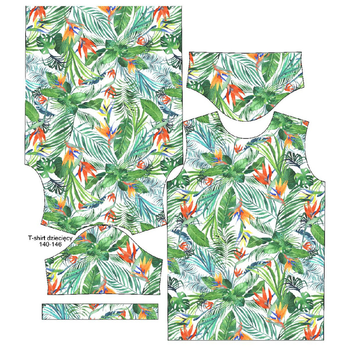 KID’S T-SHIRT - PARADISE JUNGLE / white - single jersey (140/146)