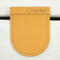 Velká kapsička z eko kůže zakulacená "Hand Made" - medová