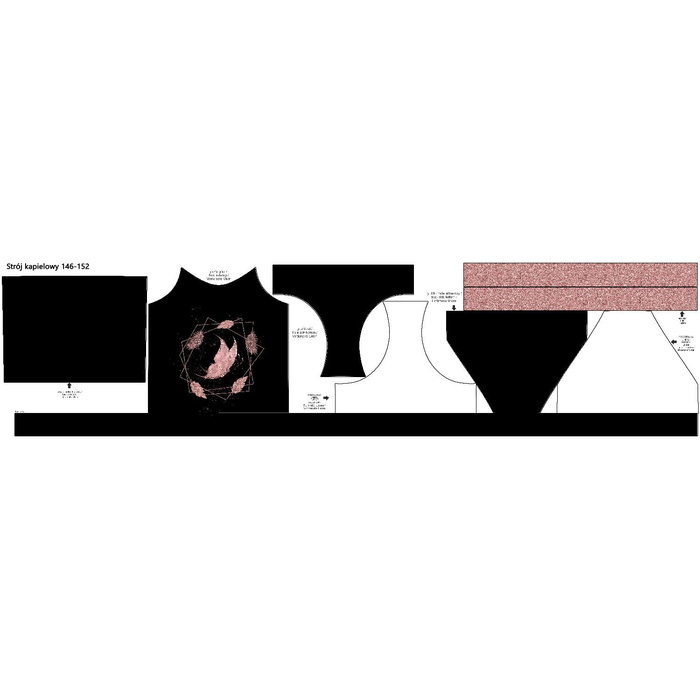 Girl's swimsuit - BUTTERFLY / rhombuses (GLITTER BUTTERFLIES) 122-128