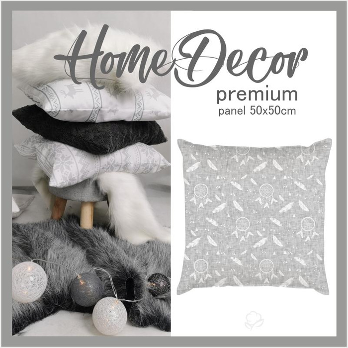 CUSHION PANEL - DREAM CATCHERS / grey - HOME DECOR PREMIUM 