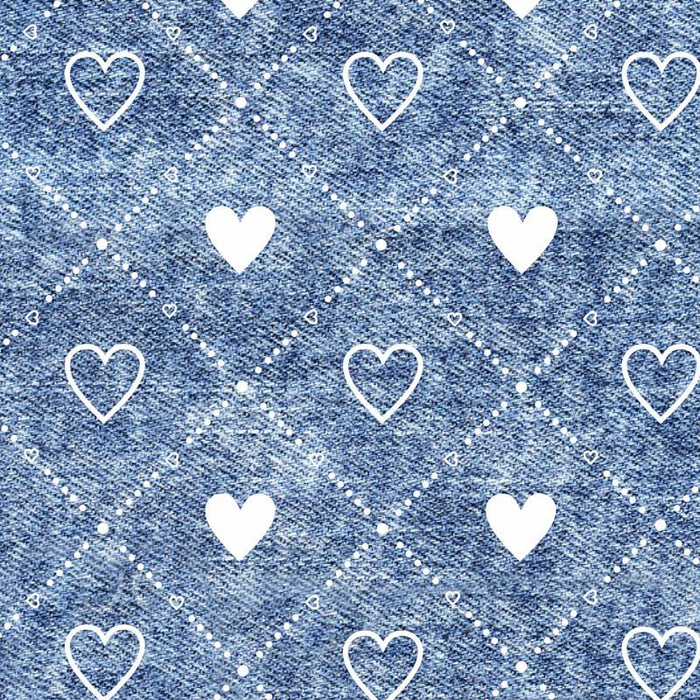 HEARTS AND RHOMBUSES / vinage look jeans (blue) - single jersey with elastane 
