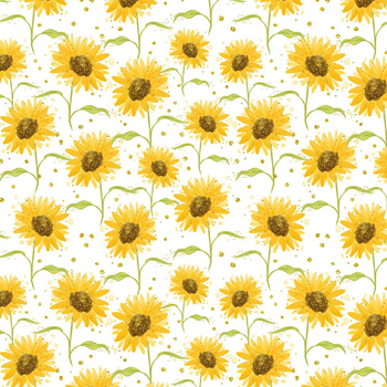 SUNFLOWERS PAT. 7 (CUTE BUNNIES) - Woven Fabric for tablecloths