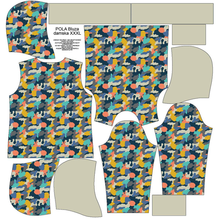 CLASSIC WOMEN’S HOODIE (POLA) - CAMOUFLAGE COLORFUL pat. 2 - looped knit fabric 