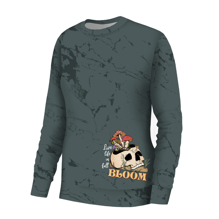 DÁMSKÁ MIKINA (HANA) BASIC - RŮŽOVÉ KVĚTY VZ.4 - teplákovina ITY - M