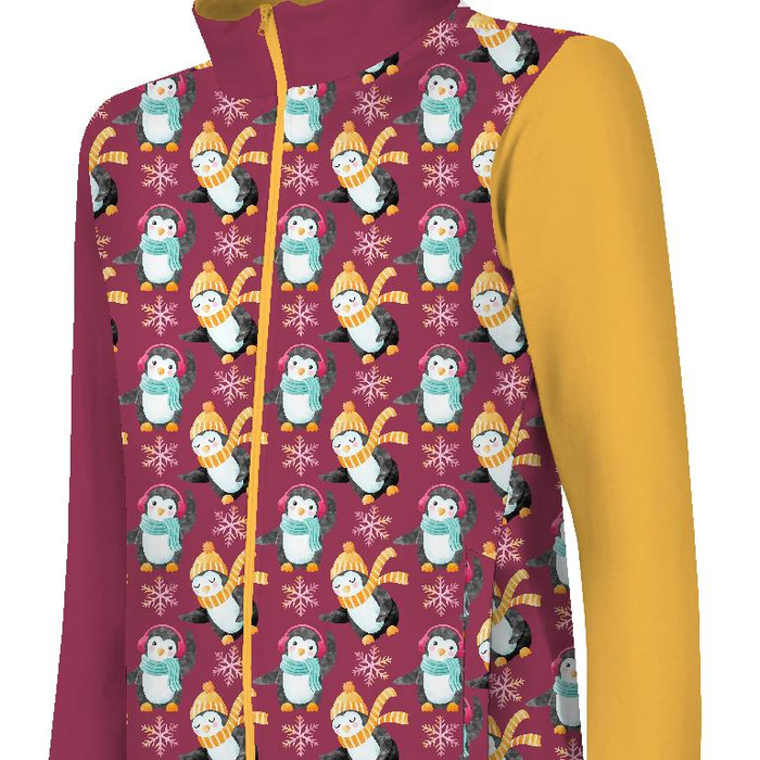 "MAX" CHILDREN'S TRAINING JACKET - PENGUINS / SNOWFLAKES pat . 2 (CHRISTMAS PENGUINS) - Functional fabric (98/104)