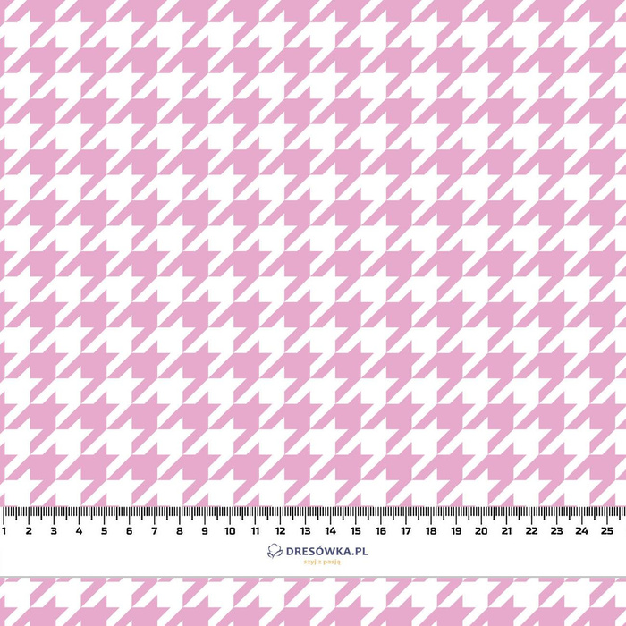 PINK HOUNDSTOOTH / WHITE - single jersey with elastane
