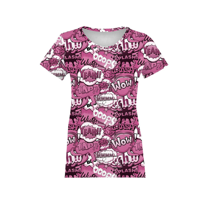 DAMEN T-SHIRT - COMICS (rosa) - Single Jersey XXXL