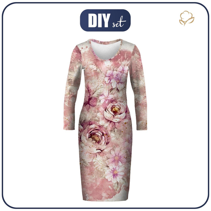 SUKIENKA OŁÓWKOWA (ALISA) - WATERCOLOR FLOWERS wz. 6 - zestaw do uszycia XL