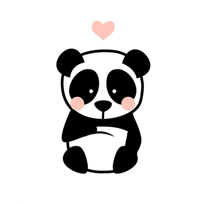 PANDA / BLASS ROSA Größe "S" 30x45 cm -  weiß (Vorderseite)