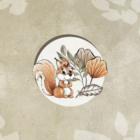 GLÜCKLICHE EICHHÖRNCHEN (HERBST IM WALD) - Paneel 50cm x 60cm - Single Jersey