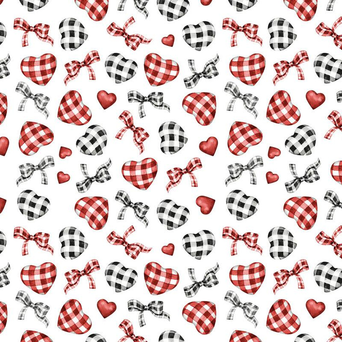 HEARTS / MINI VICHY GRID (CHECK AND ROSES) - Panama 220g