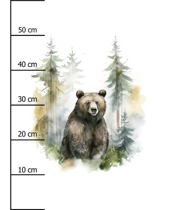 WATERCOLOR BEAR - PANEL (60cm x 50cm) tkanina bawełniana