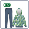 Children's tracksuit (OSLO) - MINI LEAVES AND INSECTS PAT. 6 (TROPICAL NATURE) / white - looped knit fabric (98/104)