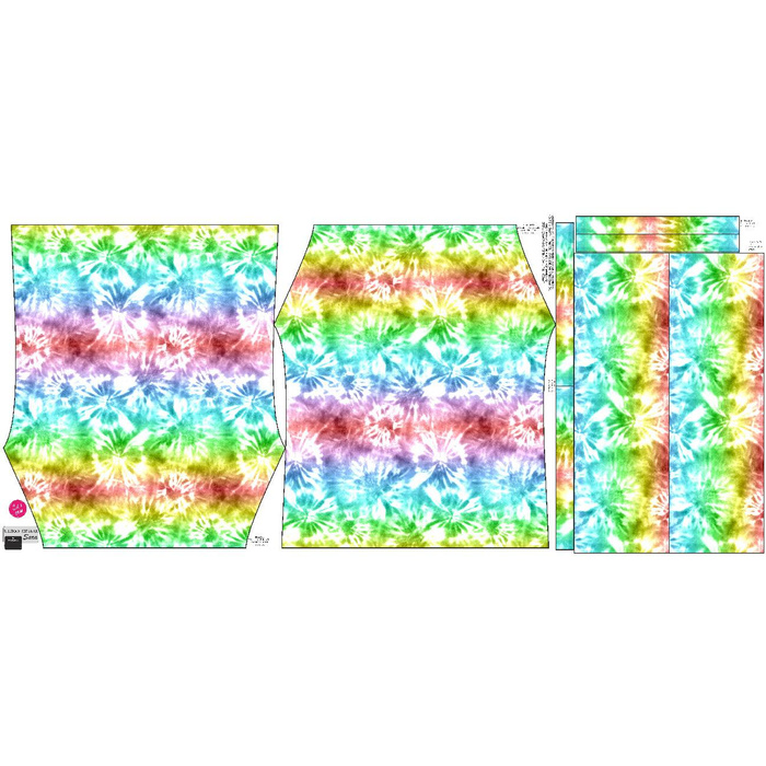 Carmenausschnitt Bluse (SARA) - BATIK  Ms. 1 / regenbogenfarbig - Nähset - 146-152