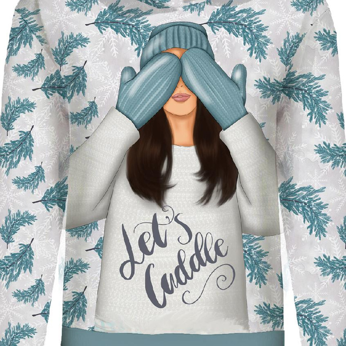 CLASSIC WOMEN’S HOODIE (POLA) - LET'S CUDDLE (WINTER IN THE CITY) - looped knit fabric - XXXL