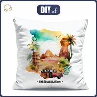 PILLOW 45X45 - LET'S GO TRAVEL - Cotton woven fabric - sewing set