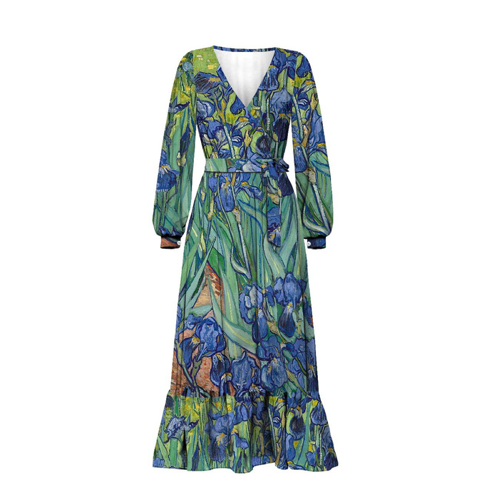 WRAP FLOUNCED DRESS (ABELLA) - IRISES (Vincent van Gogh) - sewing set L