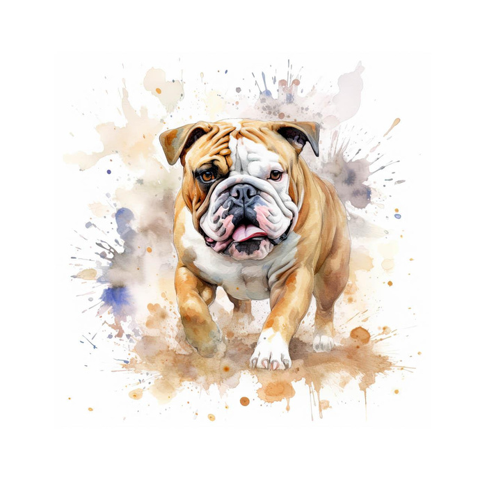 WATERCOLOR BULLDOG - PANEL (60cm x 50cm) SINGLE JERSEY