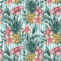 TROPICAL FLOWERS AND PINEAPPLES - Viscose jersey