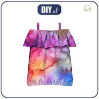 Carmenausschnitt Bluse (SARA) - AQUARELL GALAXIE MS. 4 - Nähset