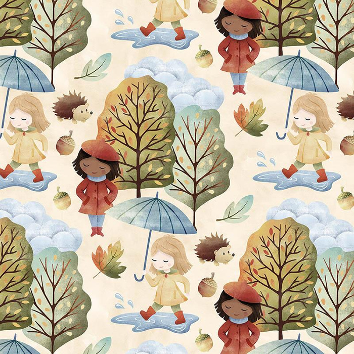 FOREST ADVENTURE (AUTUMN GIRL) - Waterproof woven fabric