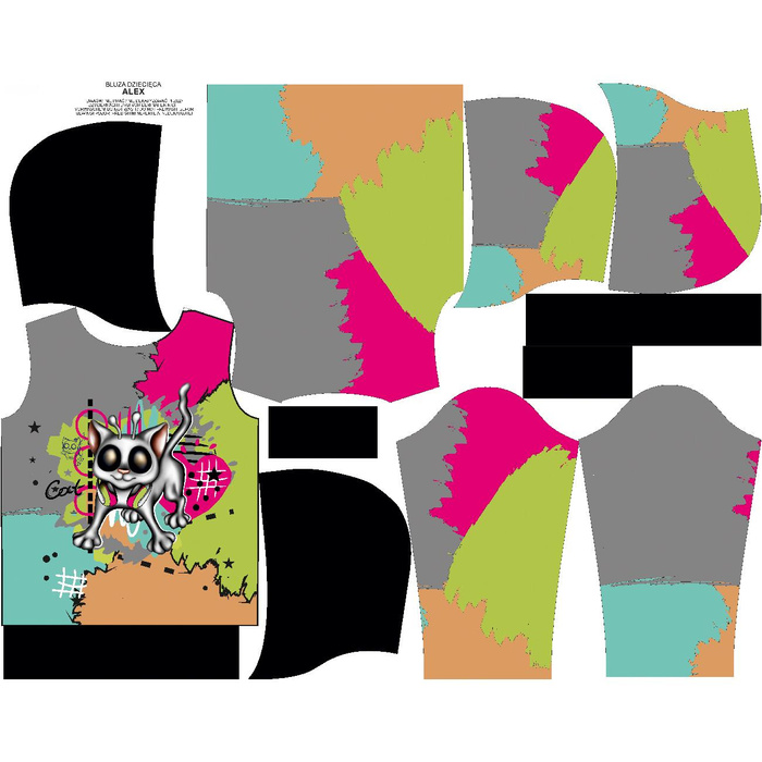 KID'S HOODIE (ALEX) - CRAZY CAT - sewing set (122/128)