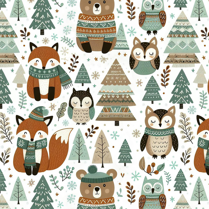 WINTER ANIMALS WZ.1 - Hydrofobowa dzianina drapana 