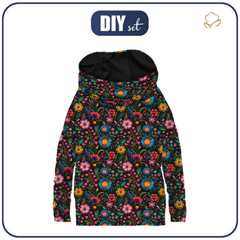 BLUZA DAMSKA (FURIA) NIETOPERZ Z KOMINEM - FLOWERS 3D WZ. 9 - zestaw do uszycia XL