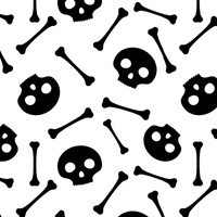 HALLOWEEN TOTENKÖPFE & KNOCHEN / weiß - Baumwoll Webware
