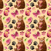 BÄRCHEN MIT HONIG (BÄRCHEN UND SCHMETTERLINGE) - Baumwoll Webware