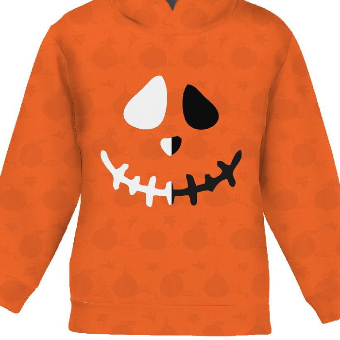 KID'S HOODIE (ALEX) - SMILE / PUMPKINS - looped knit fabric (110/116)