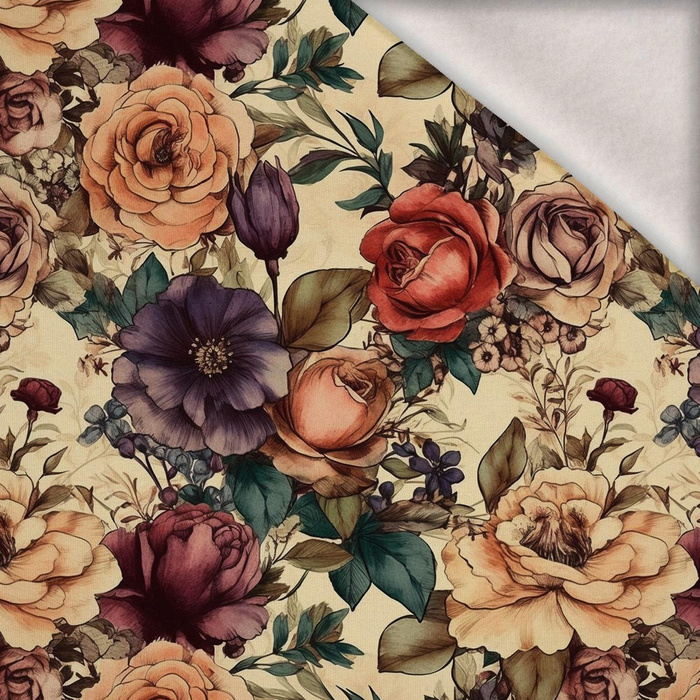 FLOWERS WZ.39 - teplákovina počesaná s elastanem ITY