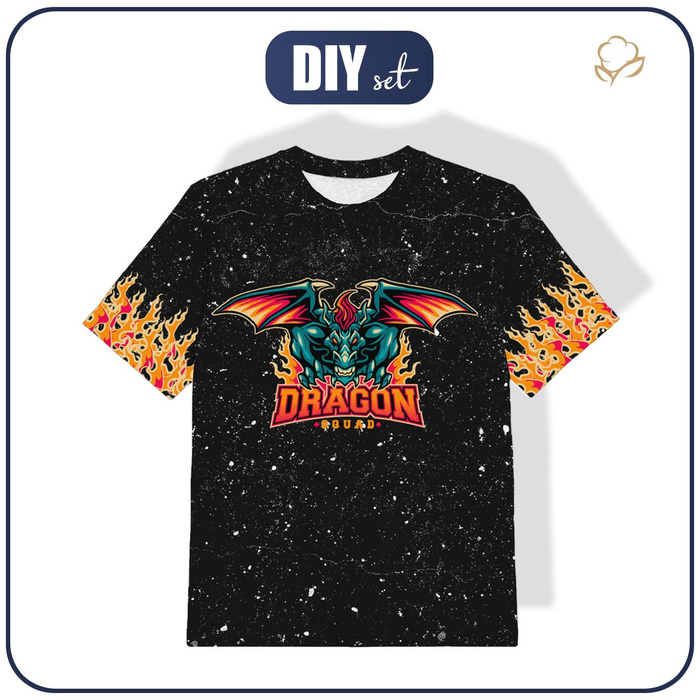 KINDER T-SHIRT - DRAGON M. 1 / schwarz - Single Jersey ITY (128/134)