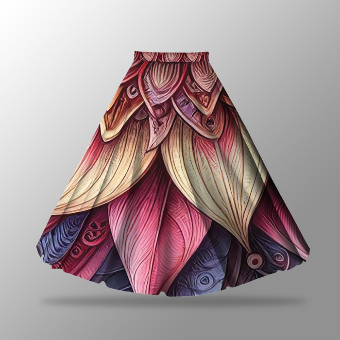 PINK FLOWER - skirt panel "MAXI" - crepe